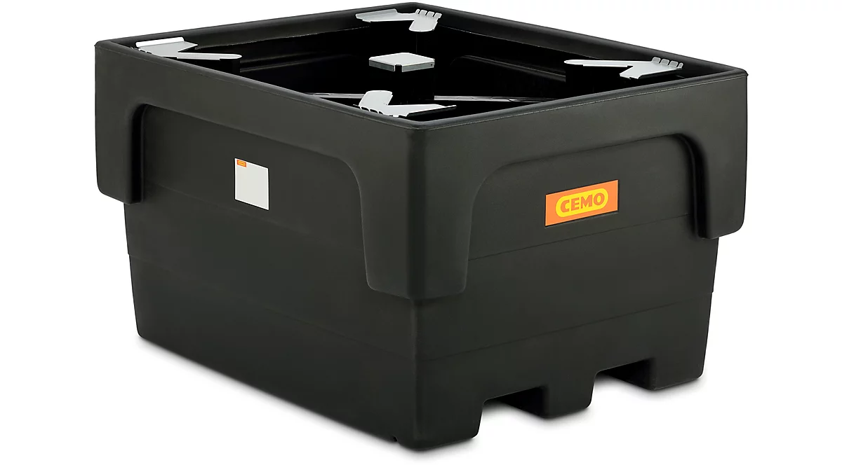Cubeta colectora IBC, polietileno, 1100 l, 1500 kg, accesible con transpaleta