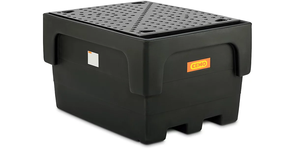 Cubeta colectora IBC, polietileno, 1100 l, 1500 kg, placa perforada de PE, accesible con transpaleta