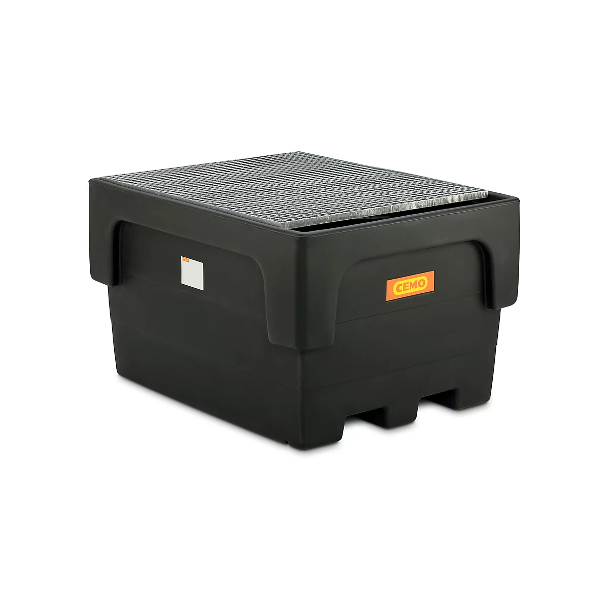 Cubeta colectora IBC, polietileno, 1100 l, 1500 kg, rejilla de acero, accesible con transpaleta