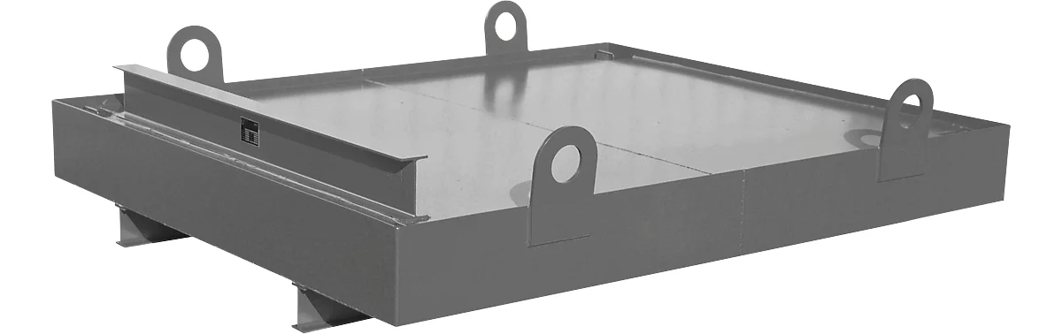 Cubeta para contenedor CW 1, acero, para contenedor fijo hasta 10 m³, ángulo inclinación 5°, 2300 x 2030 x 560, RAL7005
