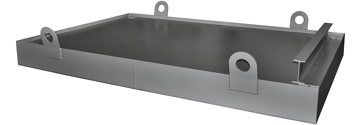 Cubeta para contenedor CW 2, acero, para contenedor fijo hasta 10 m³, ángulo inclinación 5°, 2800 x 2030 x 560, RAL7005