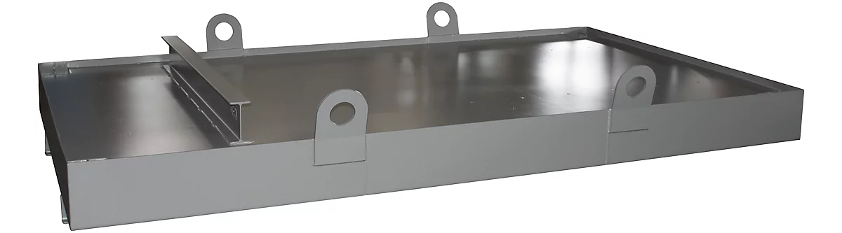 Cubeta para contenedor CW 3, acero, para contenedor fijo hasta 10 m³, ángulo inclinación 5°, 3300 x 2030 x 560, RAL7005