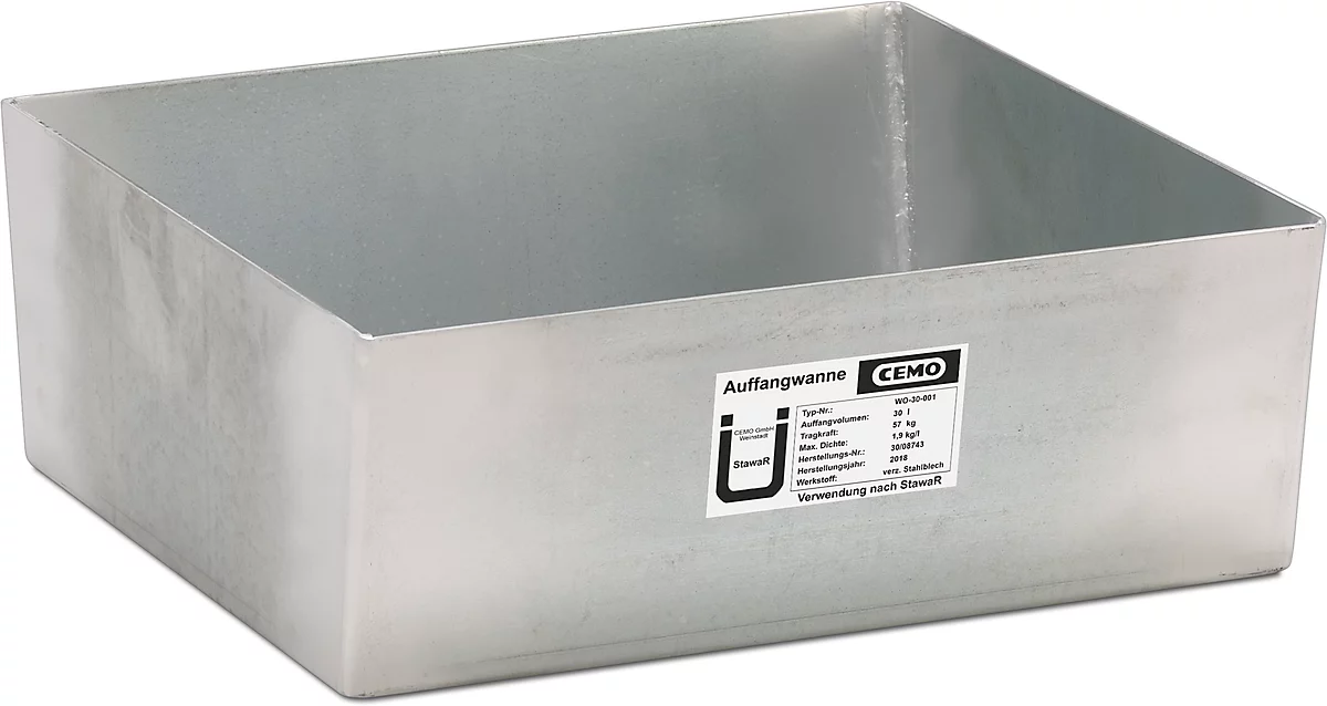 Cubeta para envases pequeños CEMO Q30, acero, volumen de recogida 30 l, L 460 x An 435 x Al 170 mm