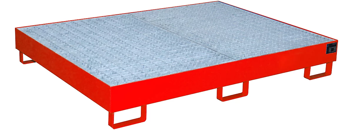Cubeta para estantería tipo RW/GR 1800, con rejilla, rojo RAL3000
