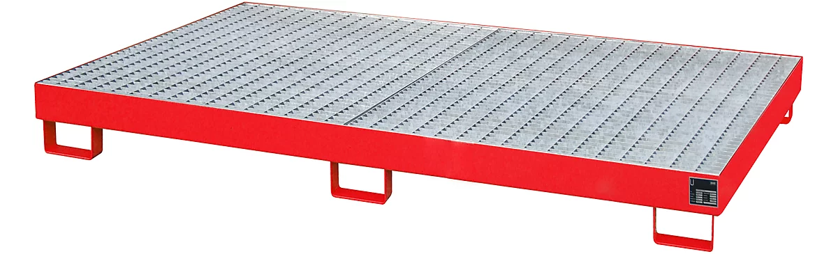 Cubeta para estantería tipo RW/GR 2200-1, con rejilla, rojo RAL3000