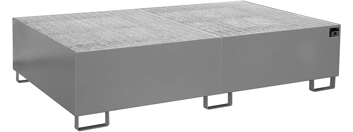 Cubeta para estantería tipo RW/GR 2200-2, con rejilla, gris RAL7005