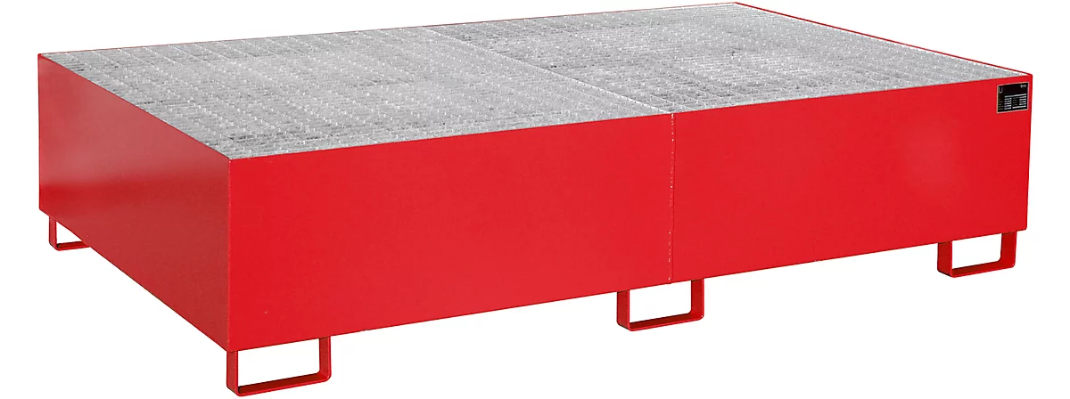 Cubeta para estantería tipo RW/GR 2200-2, con rejilla, rojo RAL3000