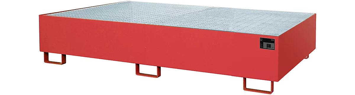 Cubeta para estantería tipo RW/GR 2700-2, con rejilla, rojo RAL3000
