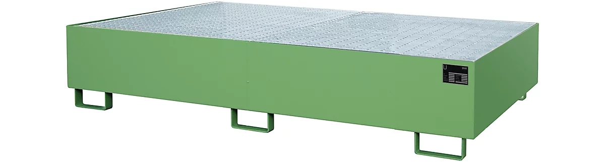 Cubeta para estantería tipo RW/GR 2700-2, con rejilla, verde RAL6011