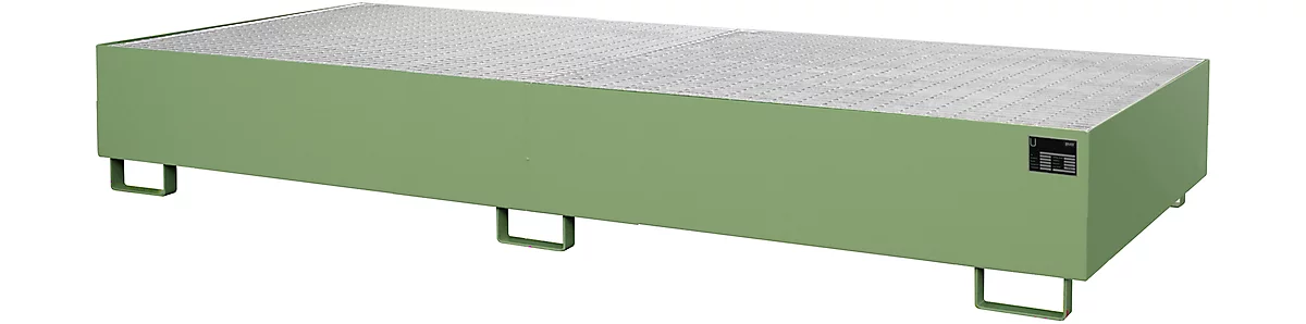 Cubeta para estantería tipo RW/GR 3300-2, con rejilla, verde RAL6011