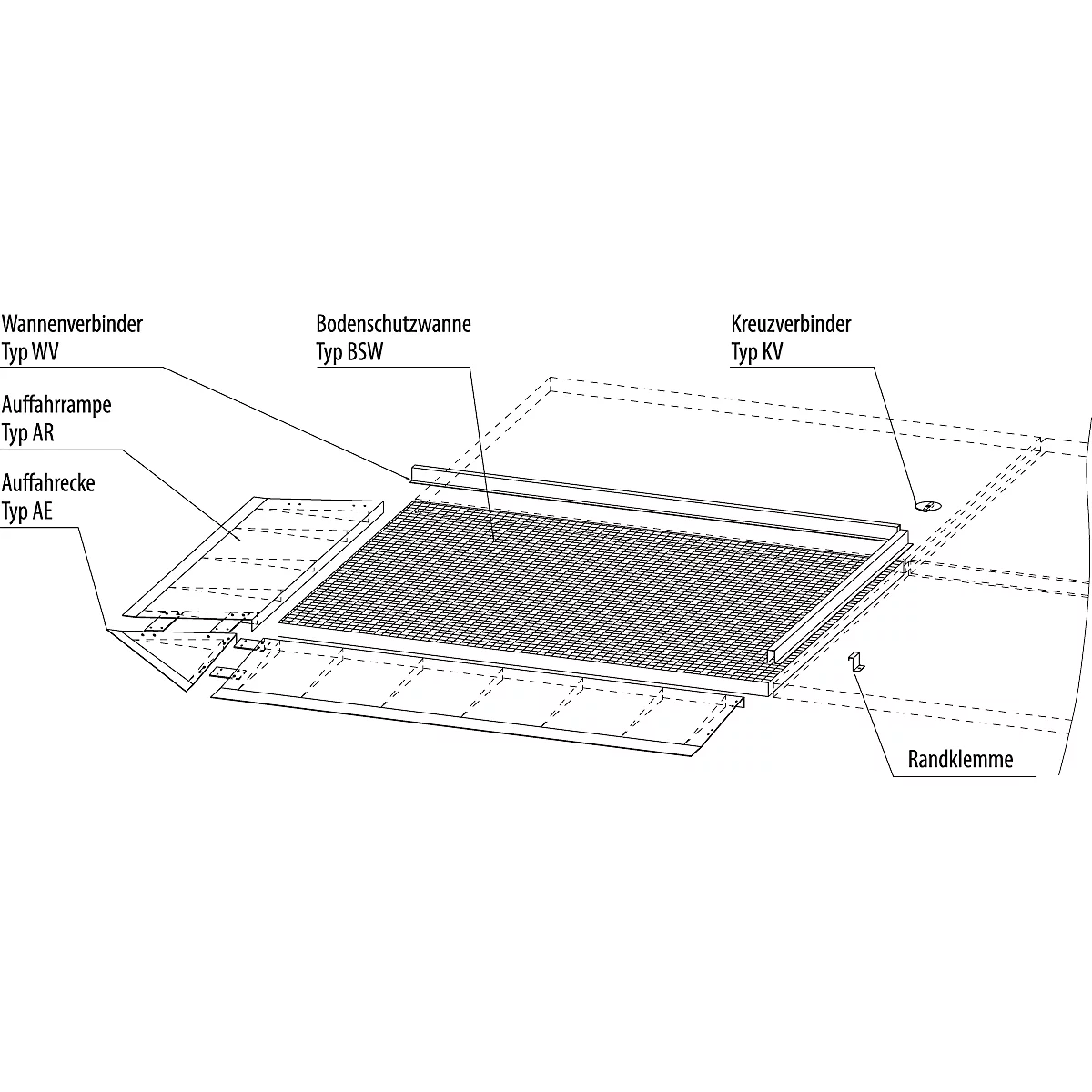 Cubeta para proteger superficies tipo BSW 121, transitable, galvanizado