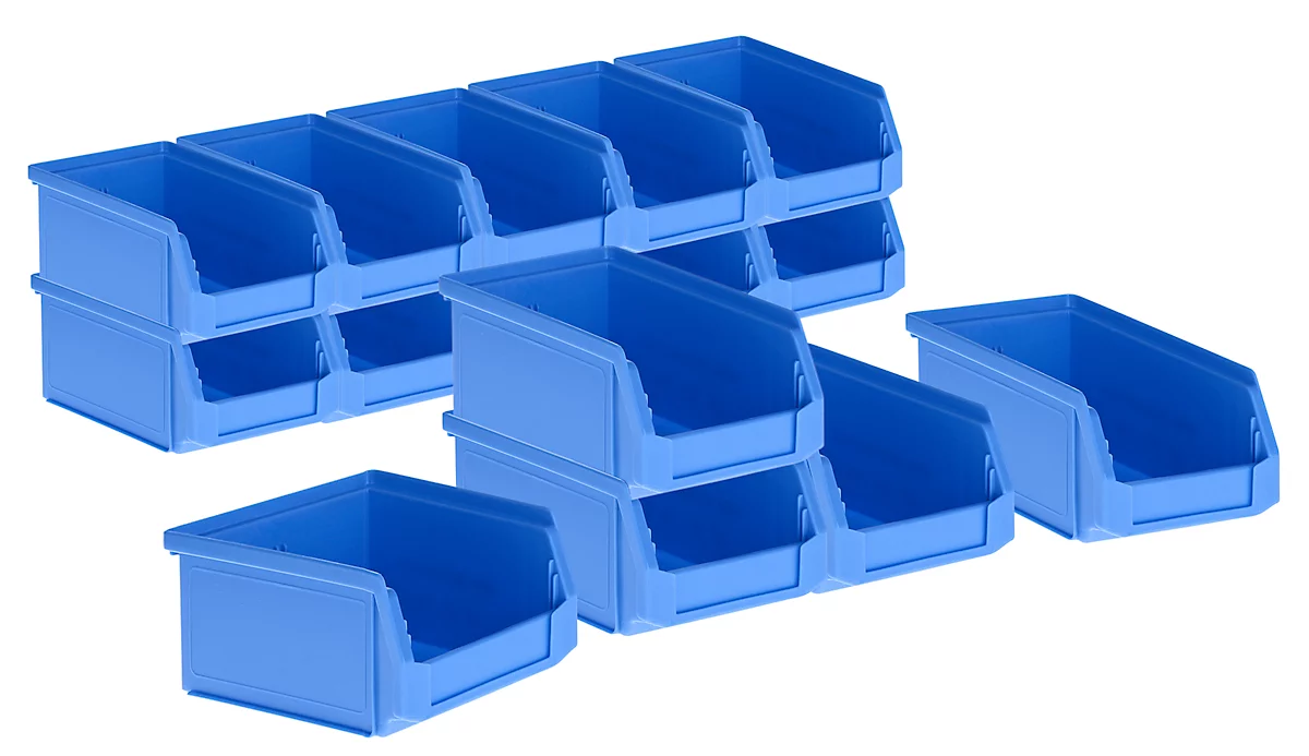Cubetas abiertas SSI Schäfer LF 211, polipropileno, volumen 0,9 l, hasta 5 kg, azul, 15 unid.