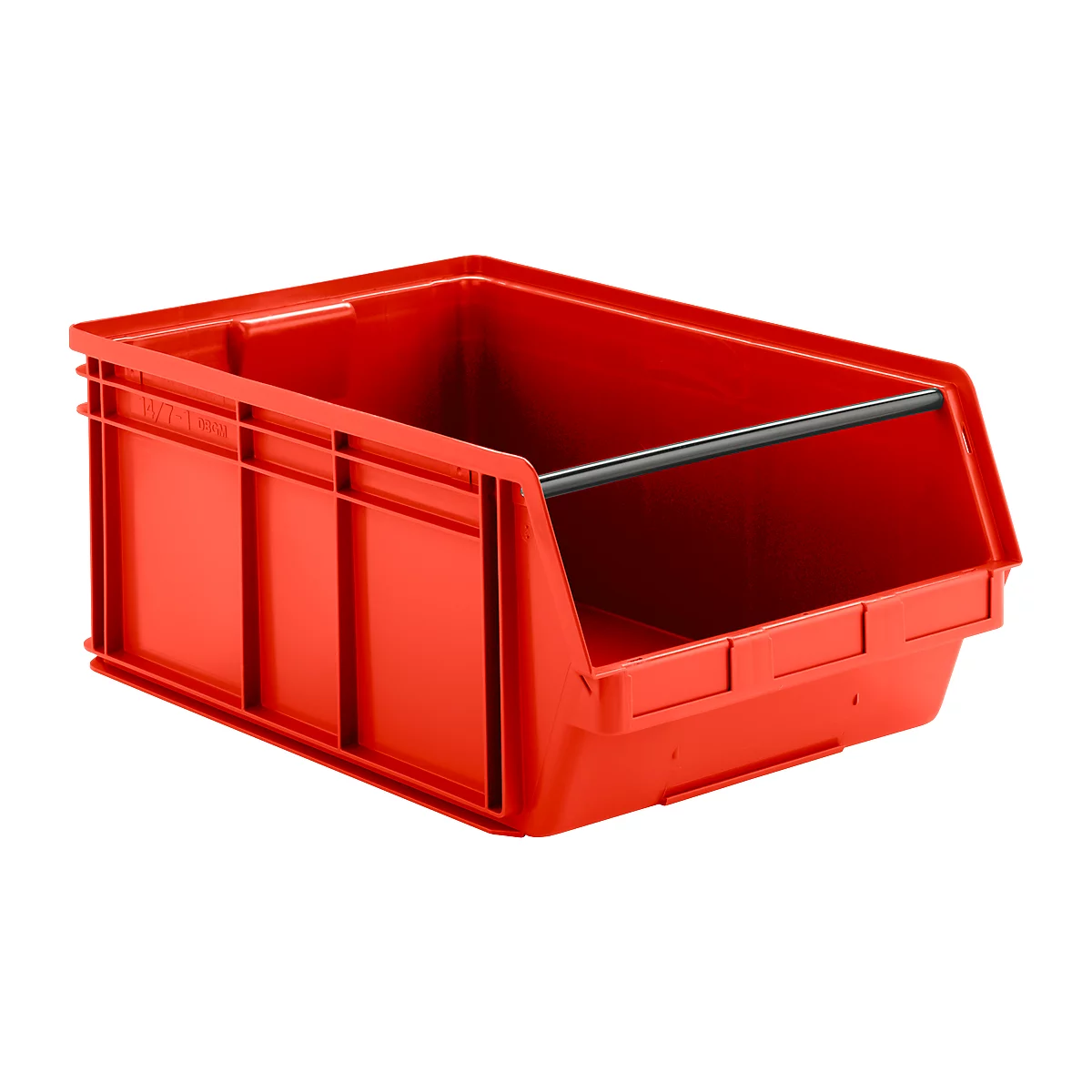 Cubo de almacenamiento abierto con barra de transporte SSI Schäfer LF 743 Polipropileno, L 715 x An 470 x Al 300 mm, 74 l, rojo