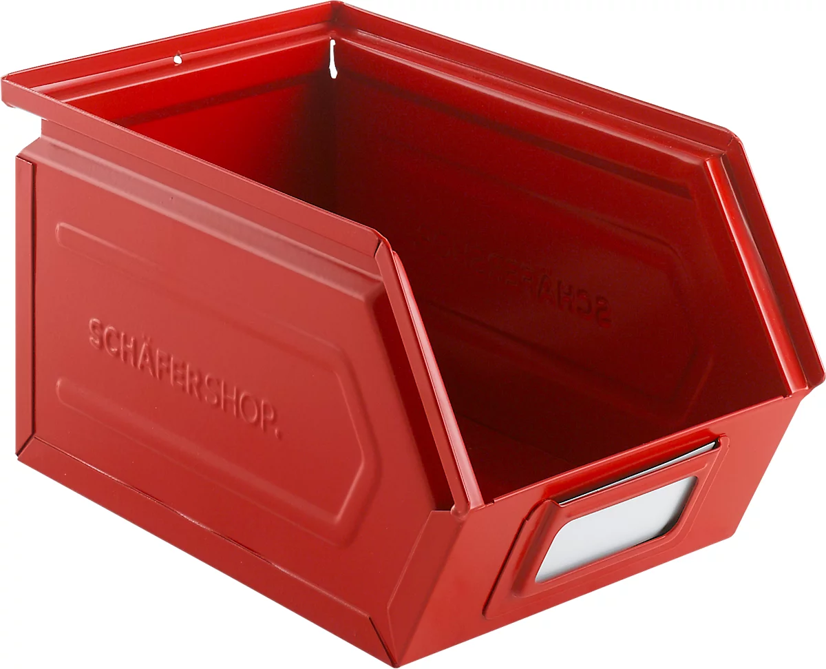 Cubo de almacenamiento abierto Schäfer Shop Select, acero, L 238 x An 149 x Al 128 mm, 3,5 l, 8 kg, RAL 3000 (rojo fuego)