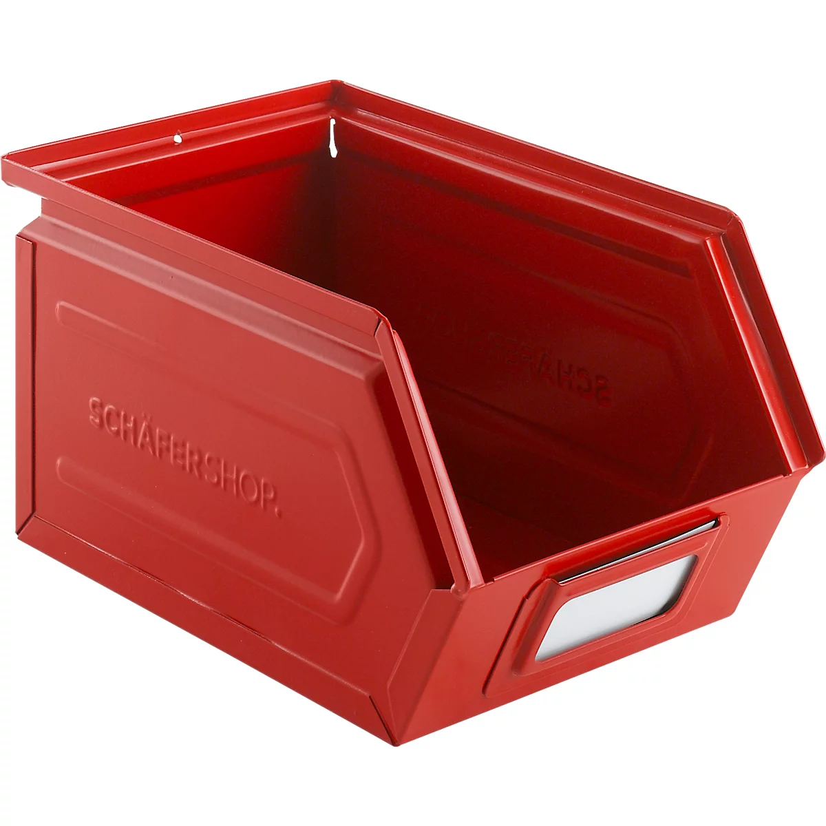 Cubo de almacenamiento abierto Schäfer Shop Select, acero, L 238 x An 149 x Al 128 mm, 3,5 l, 8 kg, RAL 3000 (rojo fuego)