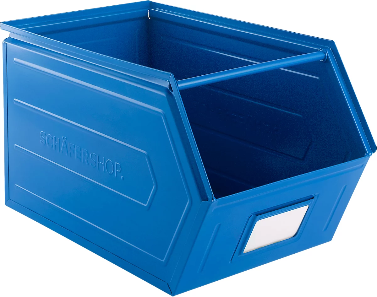 Cubo de almacenamiento abierto Schäfer Shop Select, con barra de transporte, L 550 x An 307 x Al 298 mm, 40 l, 150 kg, acero, RAL 5015 (azul cielo)