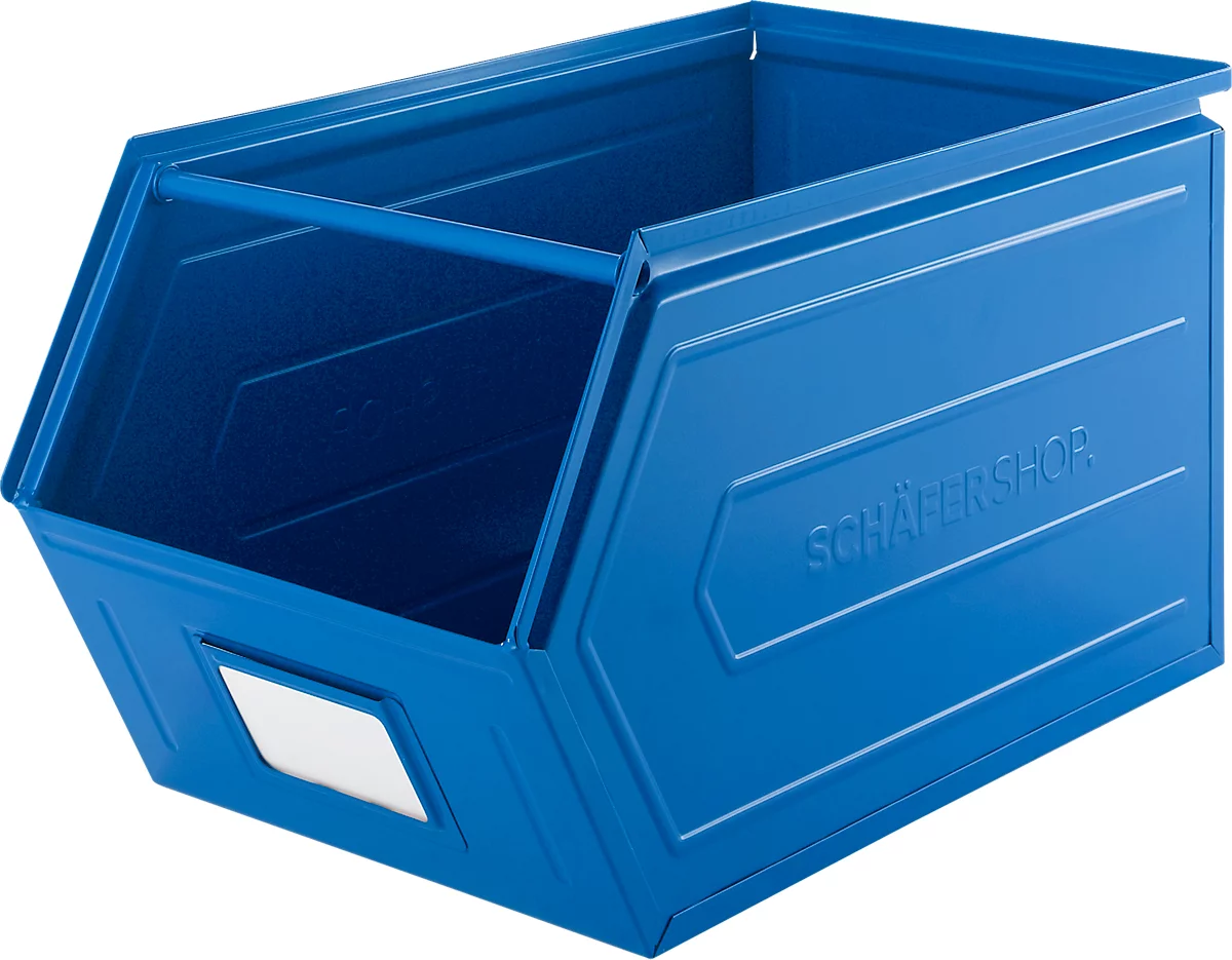 Cubo de almacenamiento abierto Schäfer Shop Select, con barra de transporte, L 550 x An 307 x Al 298 mm, 40 l, 150 kg, acero, RAL 5015 (azul cielo)