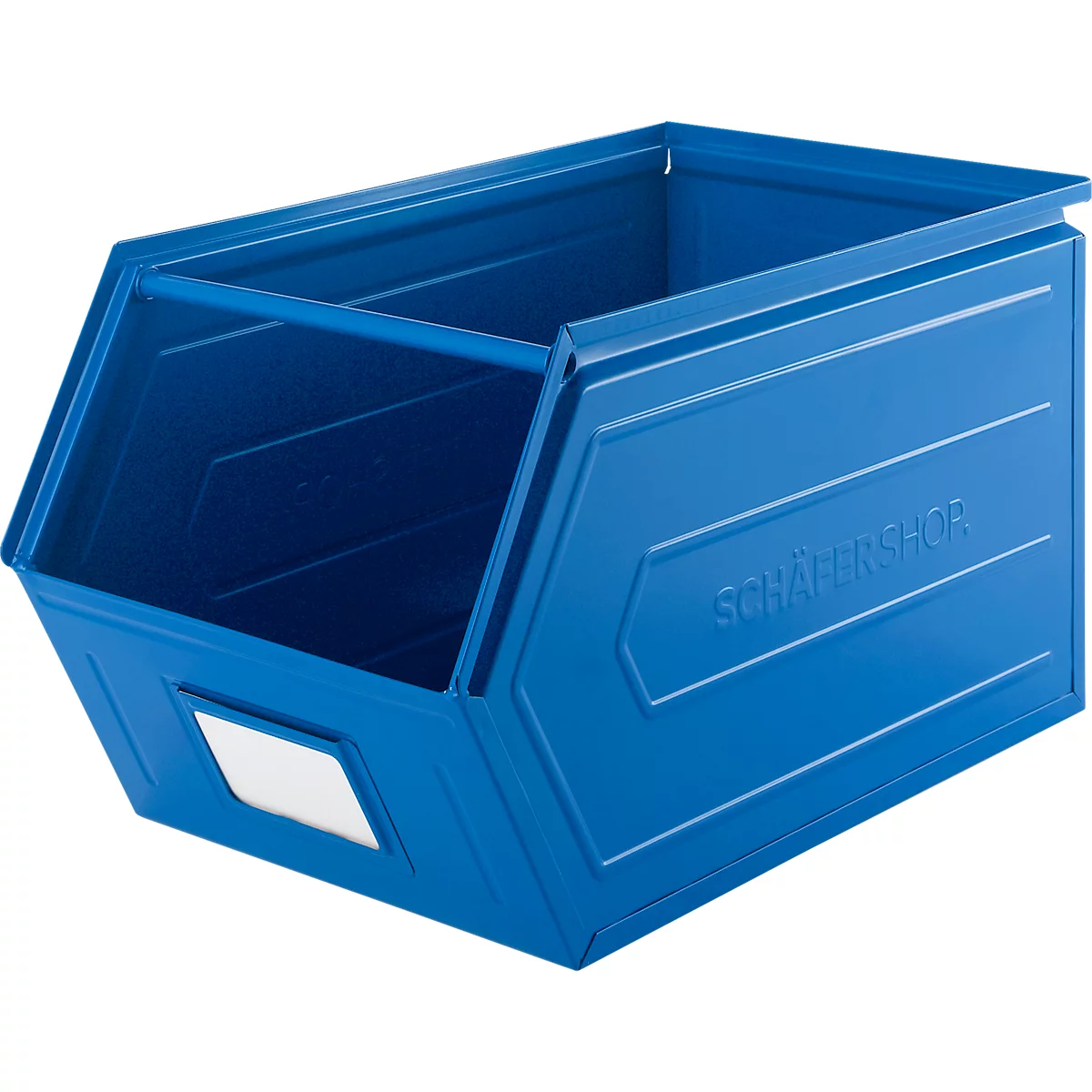 Cubo de almacenamiento abierto Schäfer Shop Select, con barra de transporte, L 550 x An 307 x Al 298 mm, 40 l, 150 kg, acero, RAL 5015 (azul cielo)