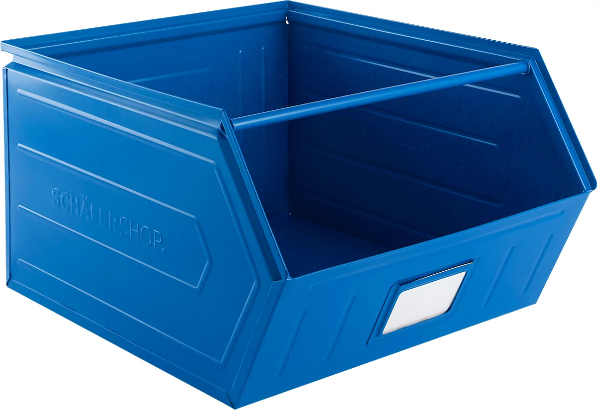 Cubo de almacenamiento abierto Schäfer Shop Select, con barra de transporte, L 550 x An 458 x Al 300 mm, 60 l, 130 kg, acero, RAL 5015 (azul cielo)