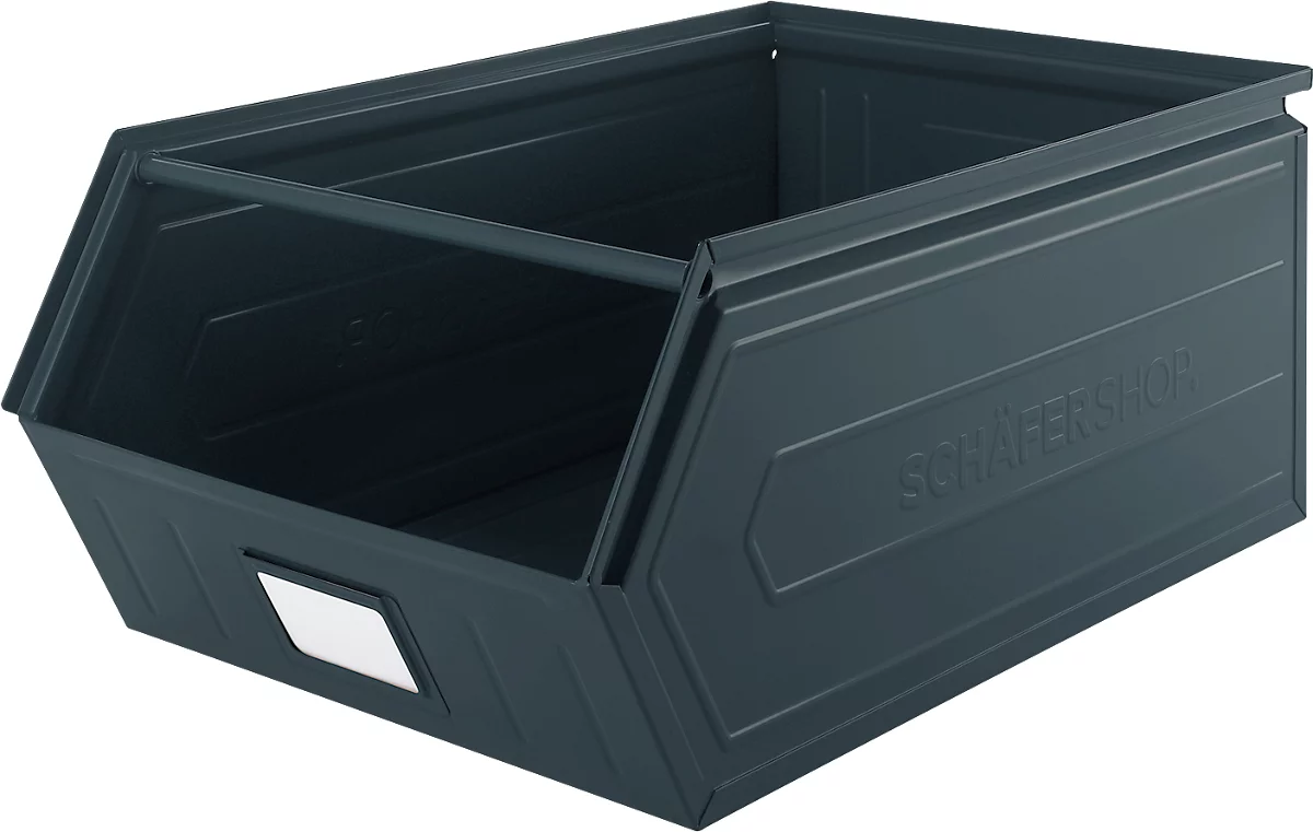 Cubo de almacenamiento abierto Schäfer Shop Select, con barra de transporte, L 732 x An 459 x Al 300 mm, 84 l, 180 kg, acero, RAL 5008 (azul grisáceo)
