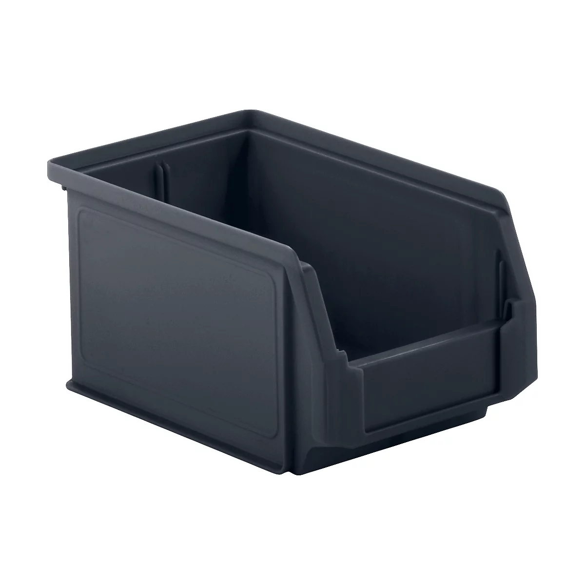 Cubo de almacenamiento de frente abierto SSI Schäfer LF 321, plástico reciclado, L 343 x A 209 x H 145 mm, 7,5 l, gris hierro, 14 unidades.