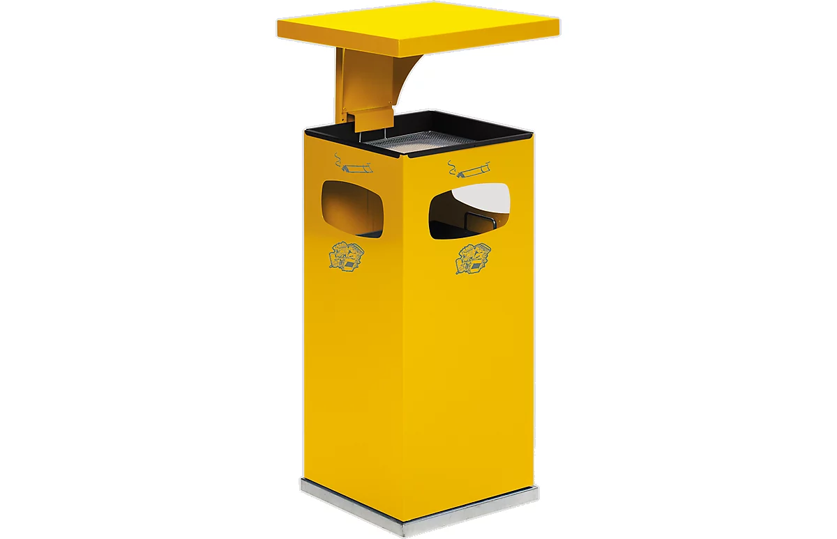 Cubo de basura B32, con tapa, incl. interior, amarillo
