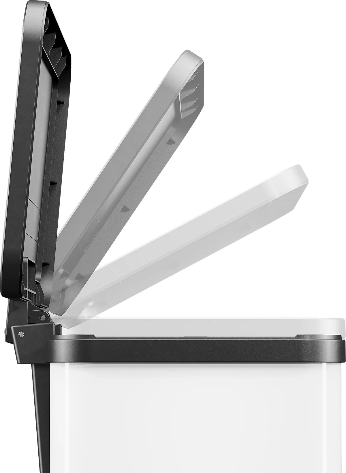 Cubo de basura con pedal Hailo Öko Duo Plus L, 17 + 9 l, rectangular, chapa de acero, blanco