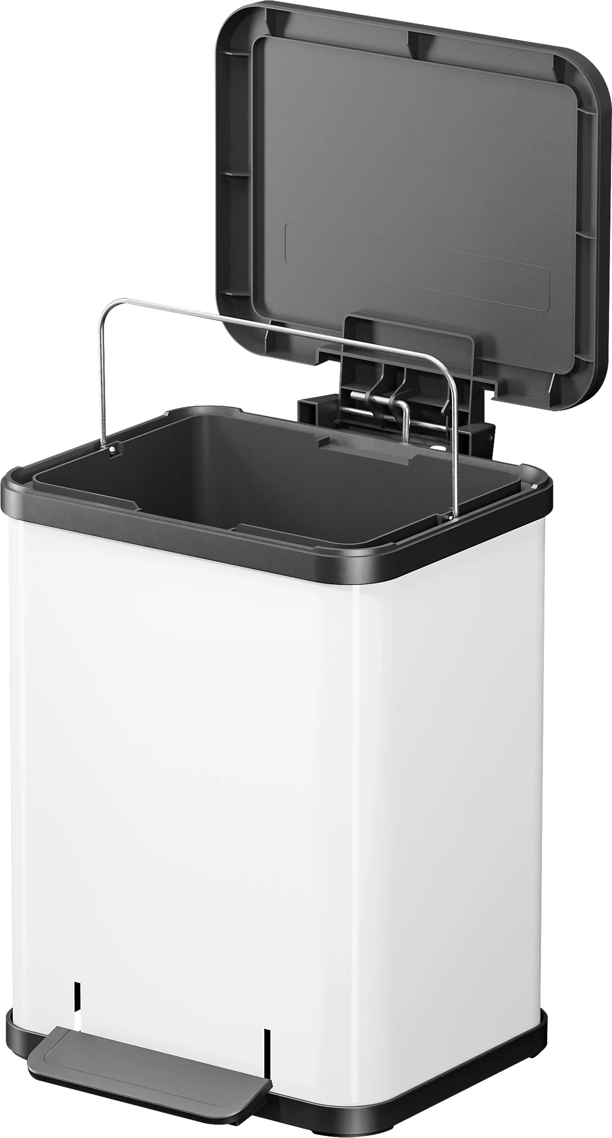 Cubo de basura con pedal Hailo Öko Uno Plus M, 17 l, rectangular, de chapa de acero, blanco