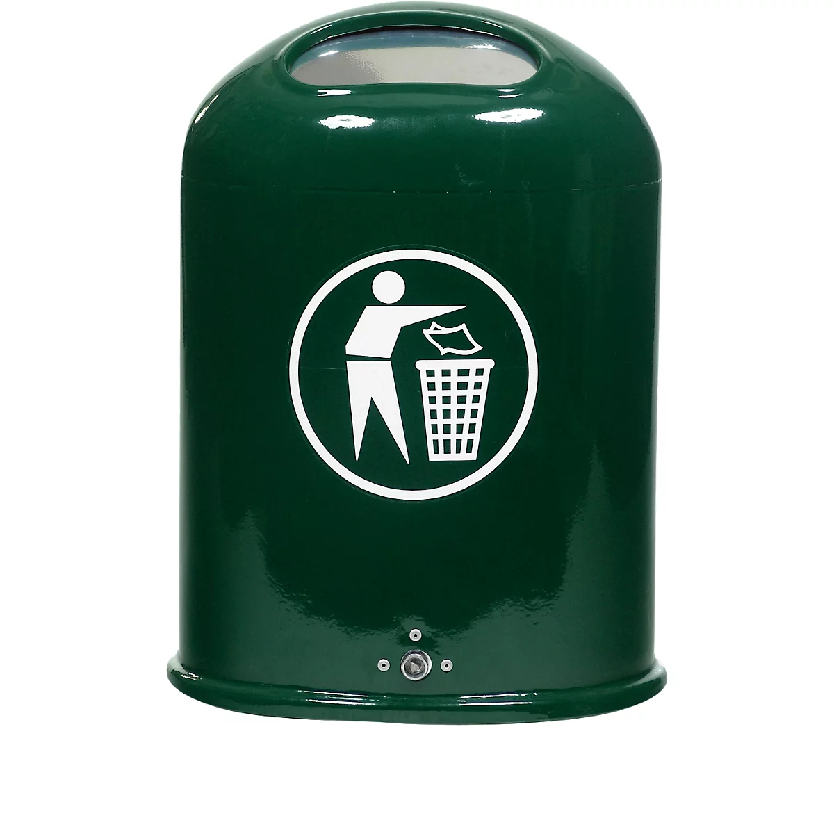 Cubo de basura ovalado, 45 l, con trampilla de acero inoxidable con cierre automático, verde