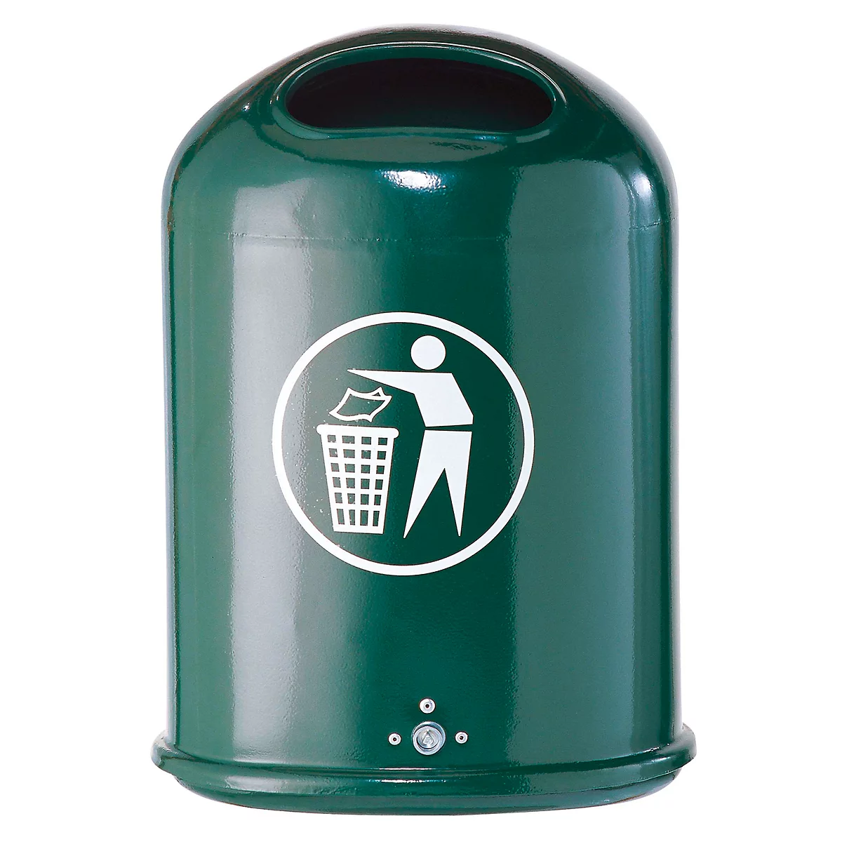 Cubo de basura ovalado, 45 l, sin trampilla de acero inoxidable con cierre automático, verde