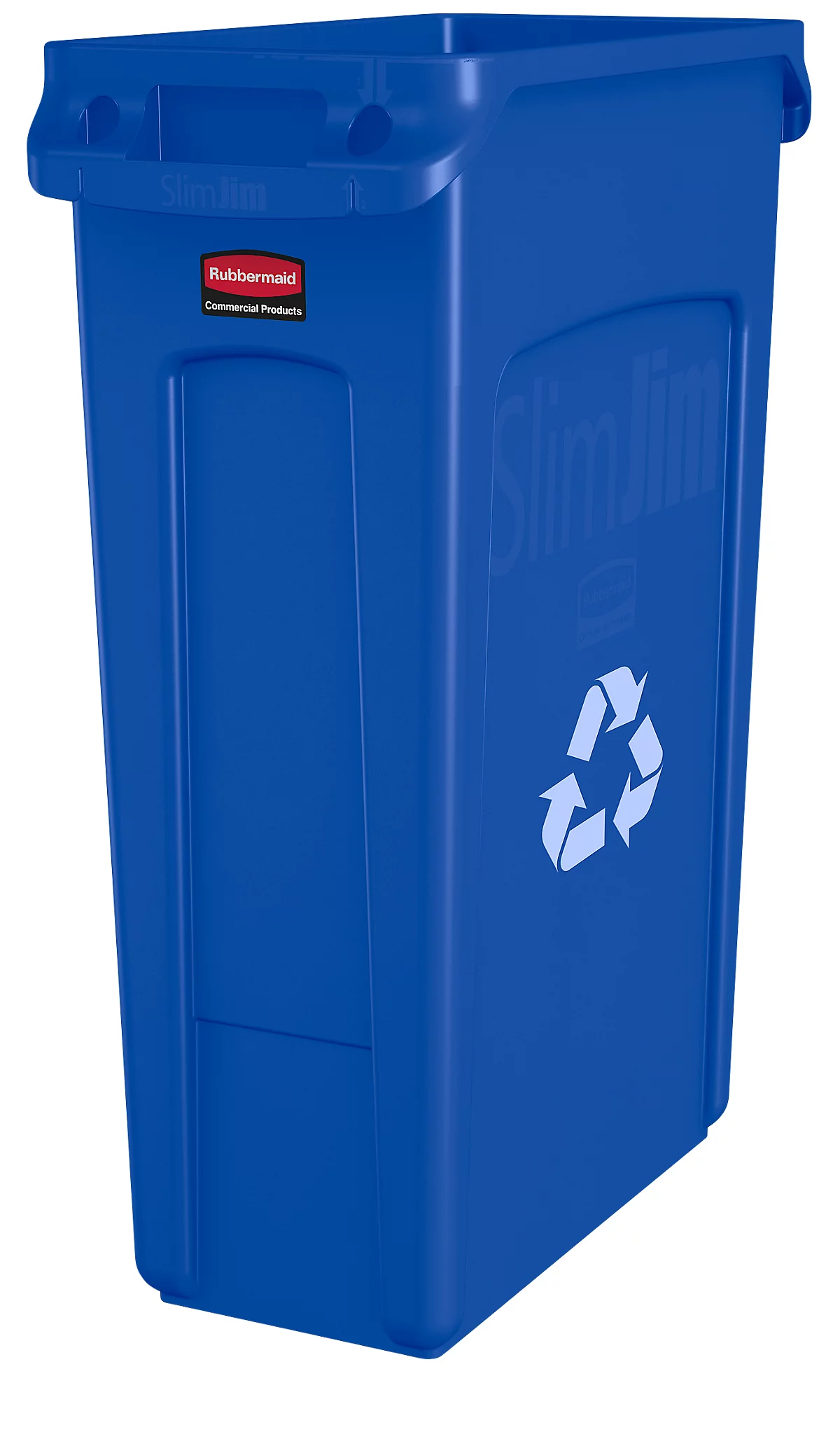 Cubo de basura Slim Jim®, 87 l, azul, con símbolo de reciclaje