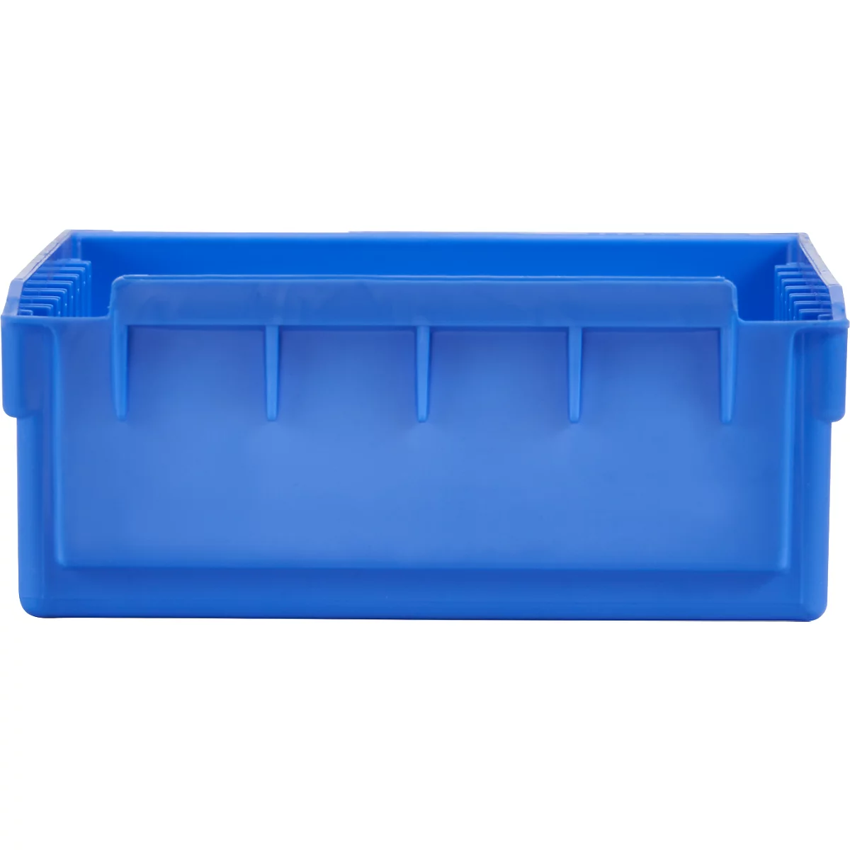 Cubo de estantería RK 400, poliestireno, L 408 x A 162 x H 66 mm, 8 compartimentos, para estanterías de 400 mm de profundidad, azul