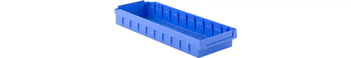 Cubo de estantería RK 500N, poliestireno, L 490 x A 162 x H 63 mm, 10 compartimentos, para estanterías de 500 mm de profundidad, azul