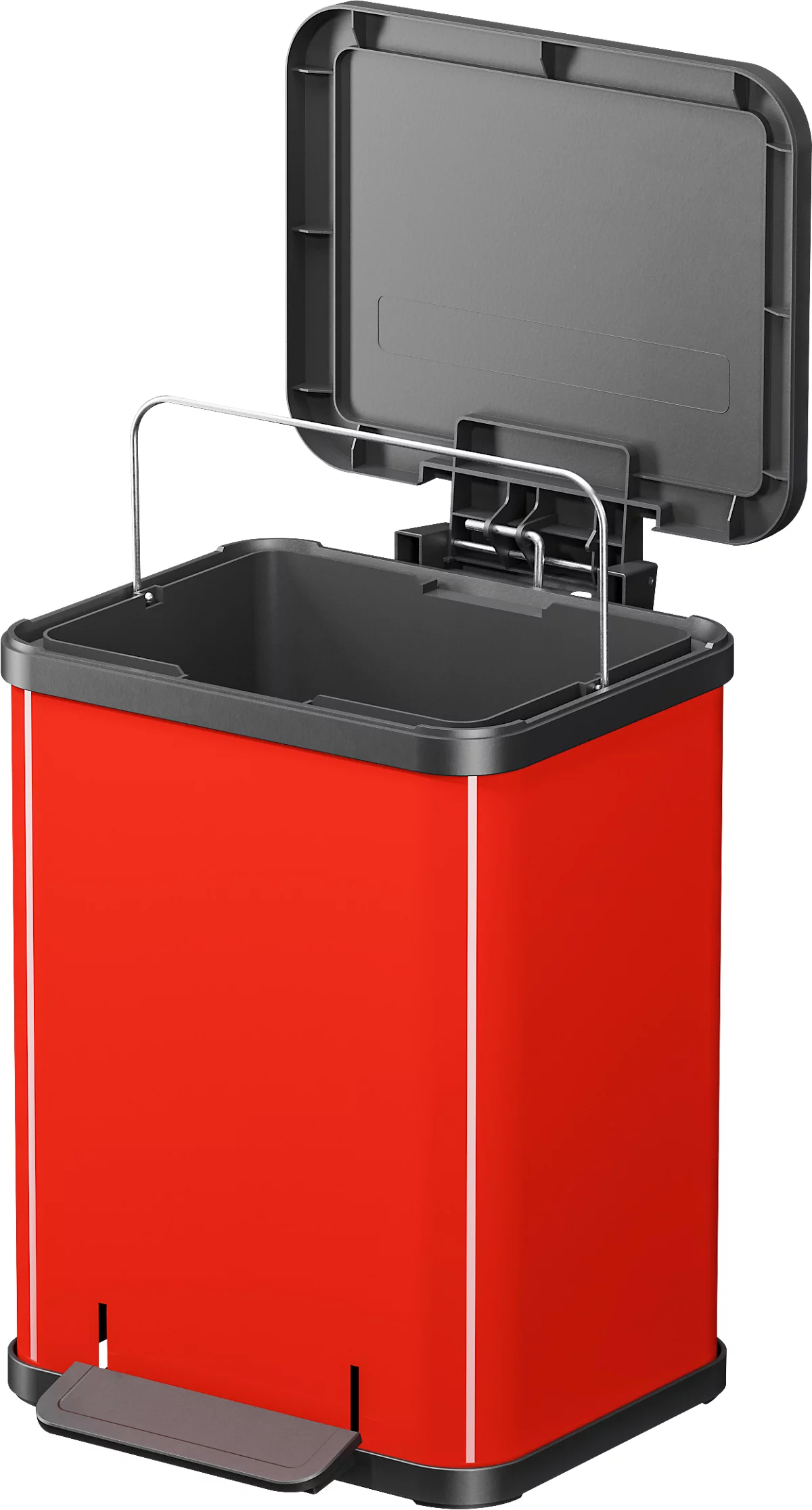 Cubo de pedal Hailo Eco Uno Plus M, 17 l, rectangular, de chapa de acero, rojo