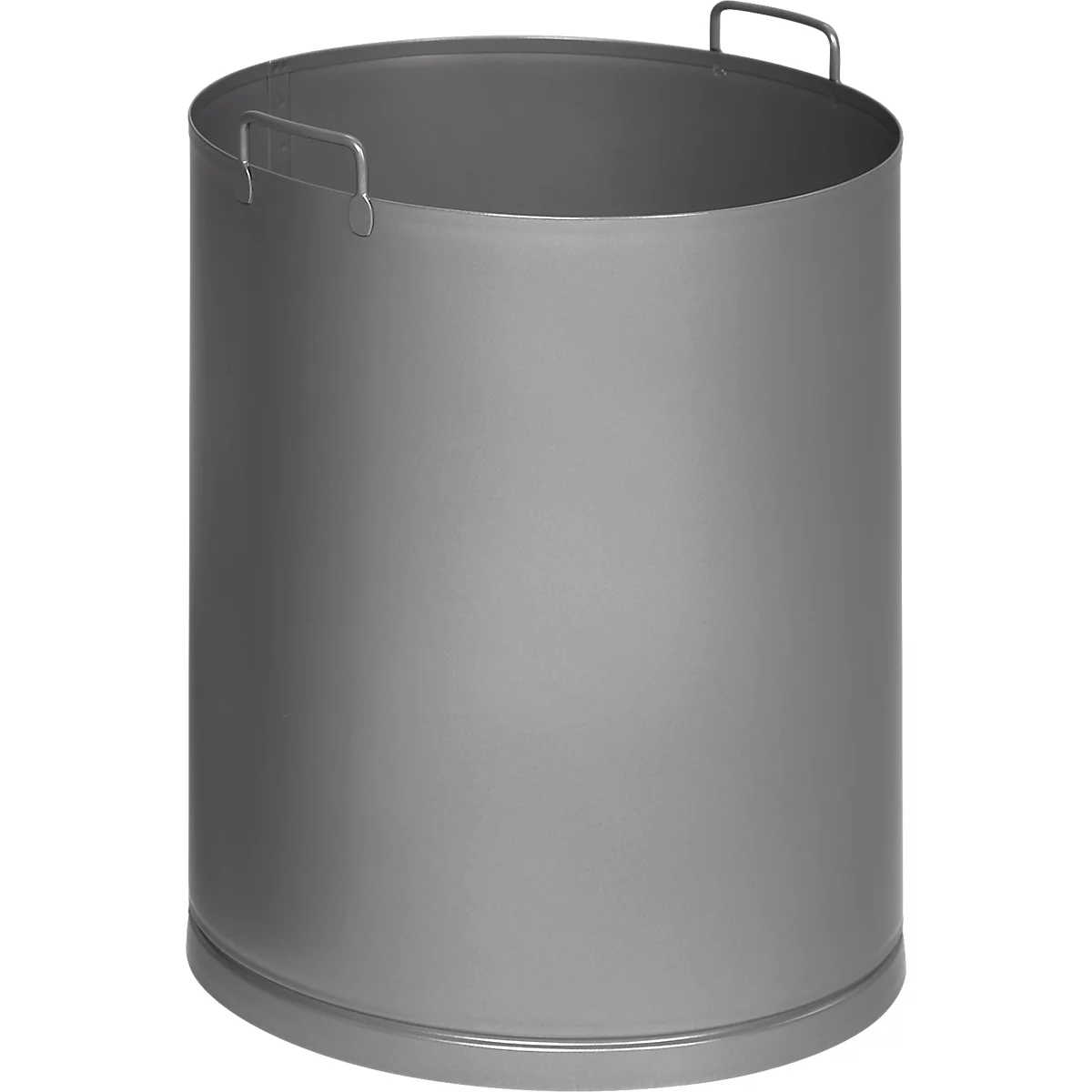 Contenedor cilíndrico de metal con asas.