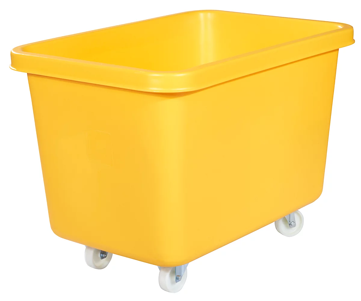 Cubo rectangular, plástico, móvil, L 835 x A 550 mm, 227 L, amarillo