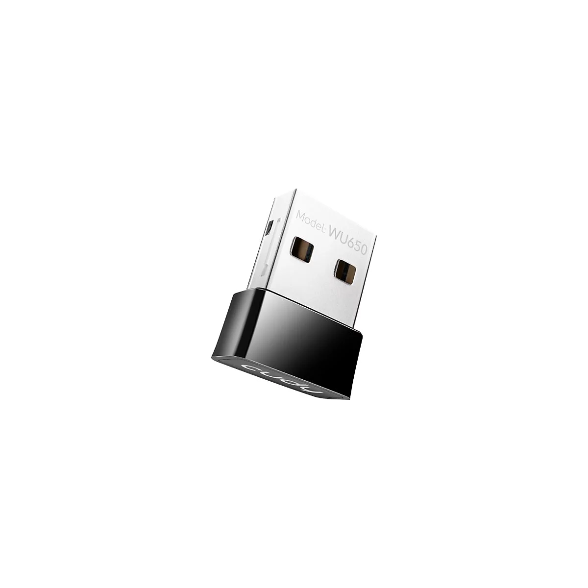 Kompakter Cudy USB-WLAN-Adapter Modell WU650 vor weißem Hintergrund.
