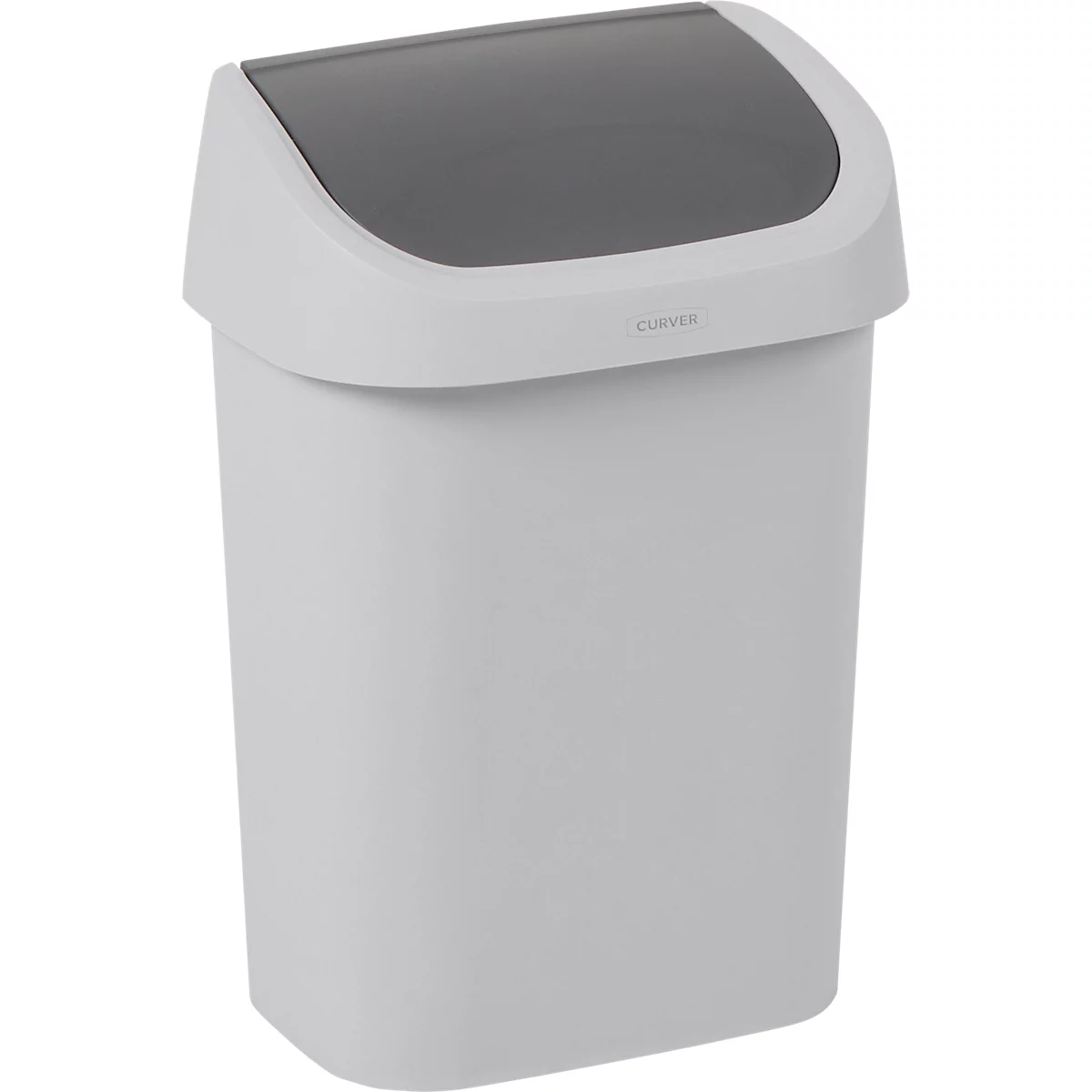 Curver Abfallbehälter Mistral, Swingdeckel, 100% recycelter Kunststoff, B 250 x T 179 x H 357 mm, 10 Liter, grau/anthrazit