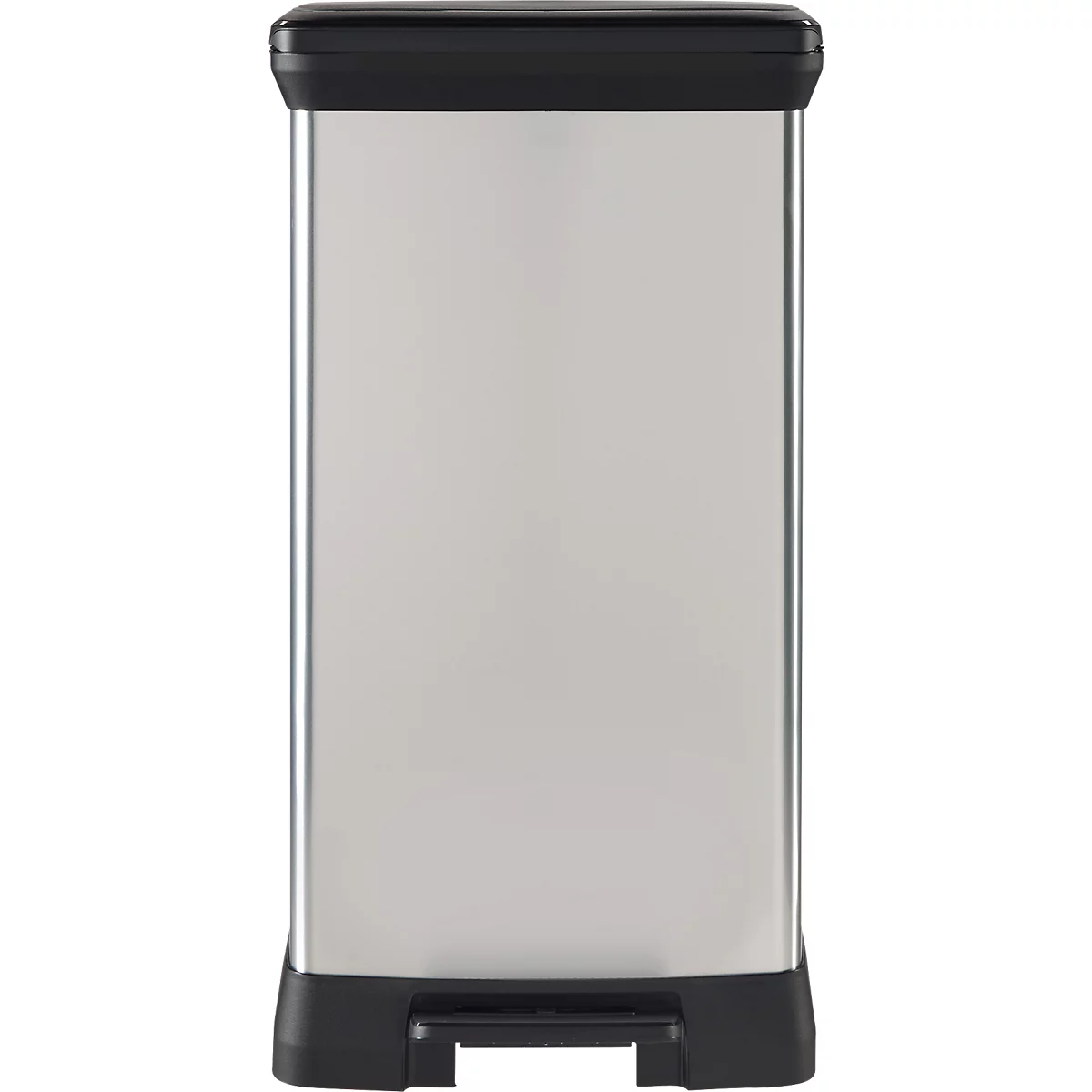 Curver Decobin Duo pedaalemmer, 2 x 23 liter, 70 % gerecycled kunststof, metaallook, B 390 x D 290 x H 720 mm, zilver/zwart