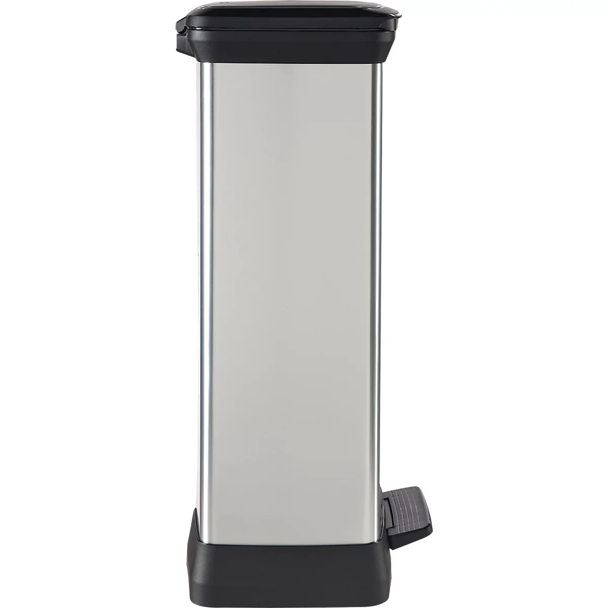 Curver Decobin Duo pedaalemmer, 2 x 23 liter, 70 % gerecycled kunststof, metaallook, B 390 x D 290 x H 720 mm, zilver/zwart