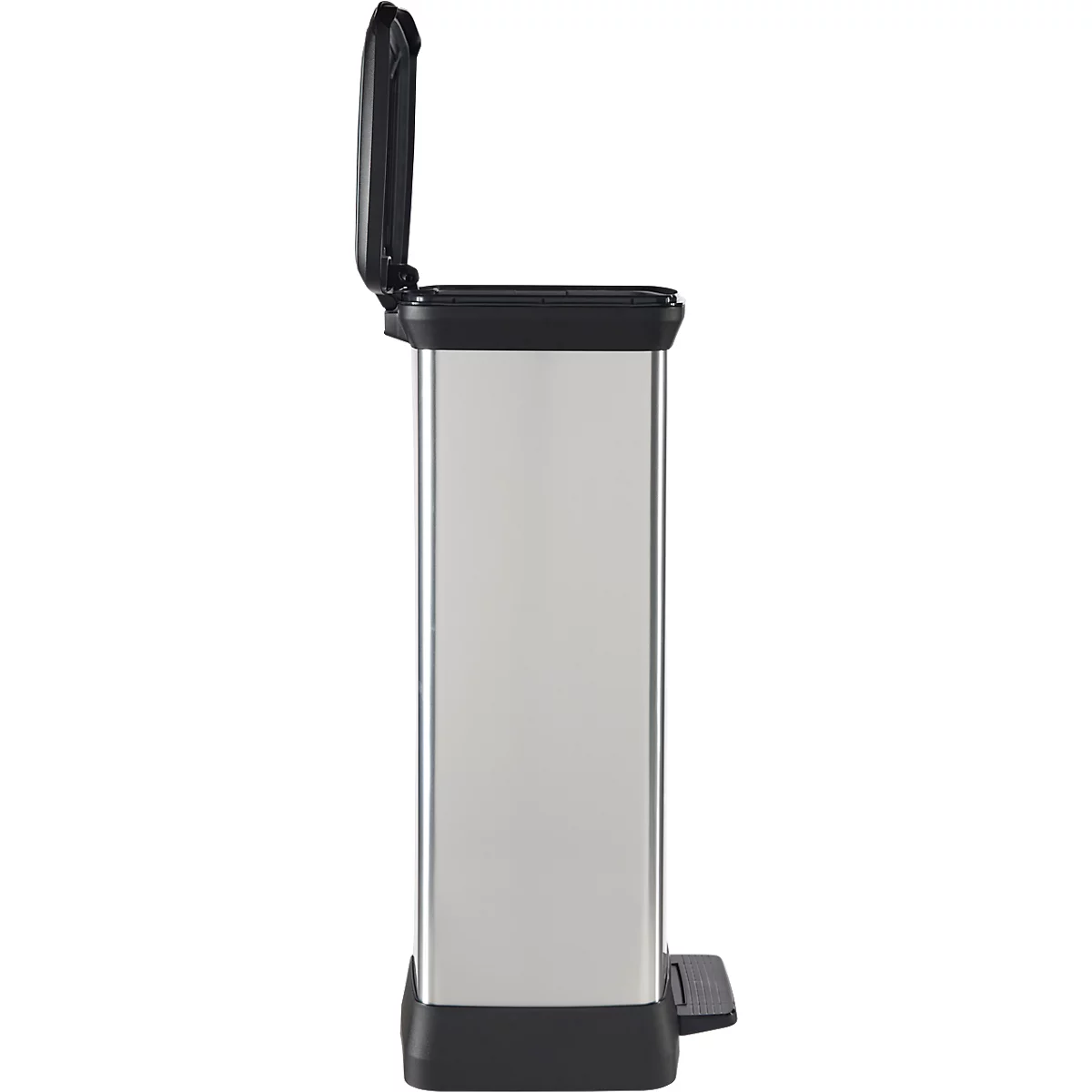 Curver Decobin Duo pedaalemmer, 2 x 23 liter, 70 % gerecycled kunststof, metaallook, B 390 x D 290 x H 720 mm, zilver/zwart