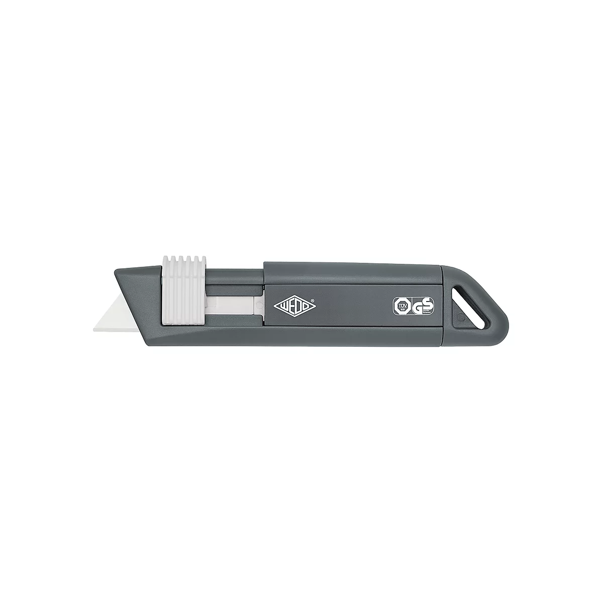 Cutter de sécurité en céramique Wedo® CERA-Safeline® Safety Cutter COMPACT, rétractation automatique de la lame, pour droitiers et gauchers