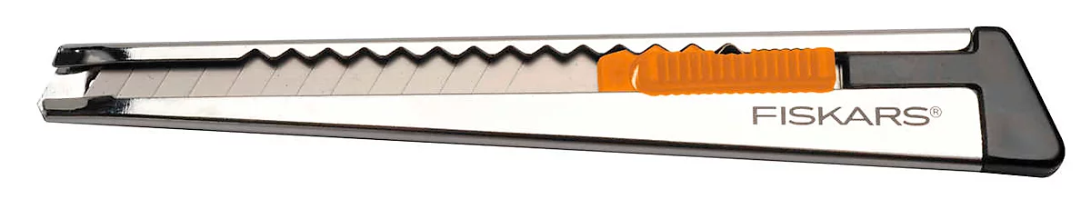 Cuttermesser Fiskars, automat. Klingenblockiersystem, Klingenbreite 9 mm, Rastervorschub, Stahl & Zink