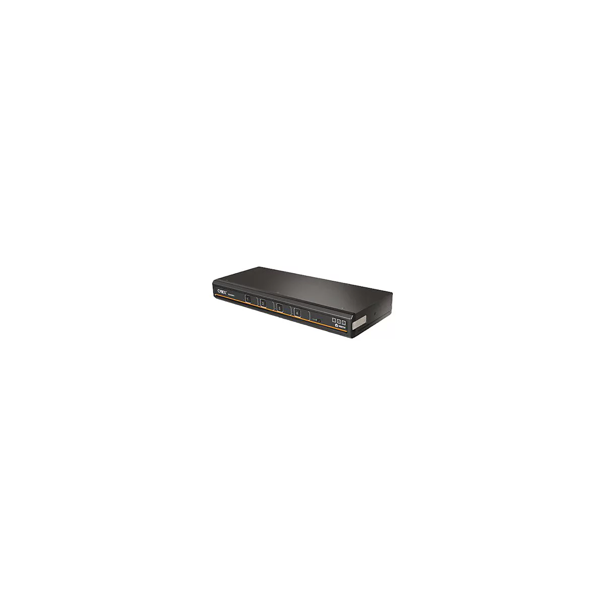 Schwarzer KVM-Switch mit den Zahlen 1-4 und dem Logo "CYBEX".