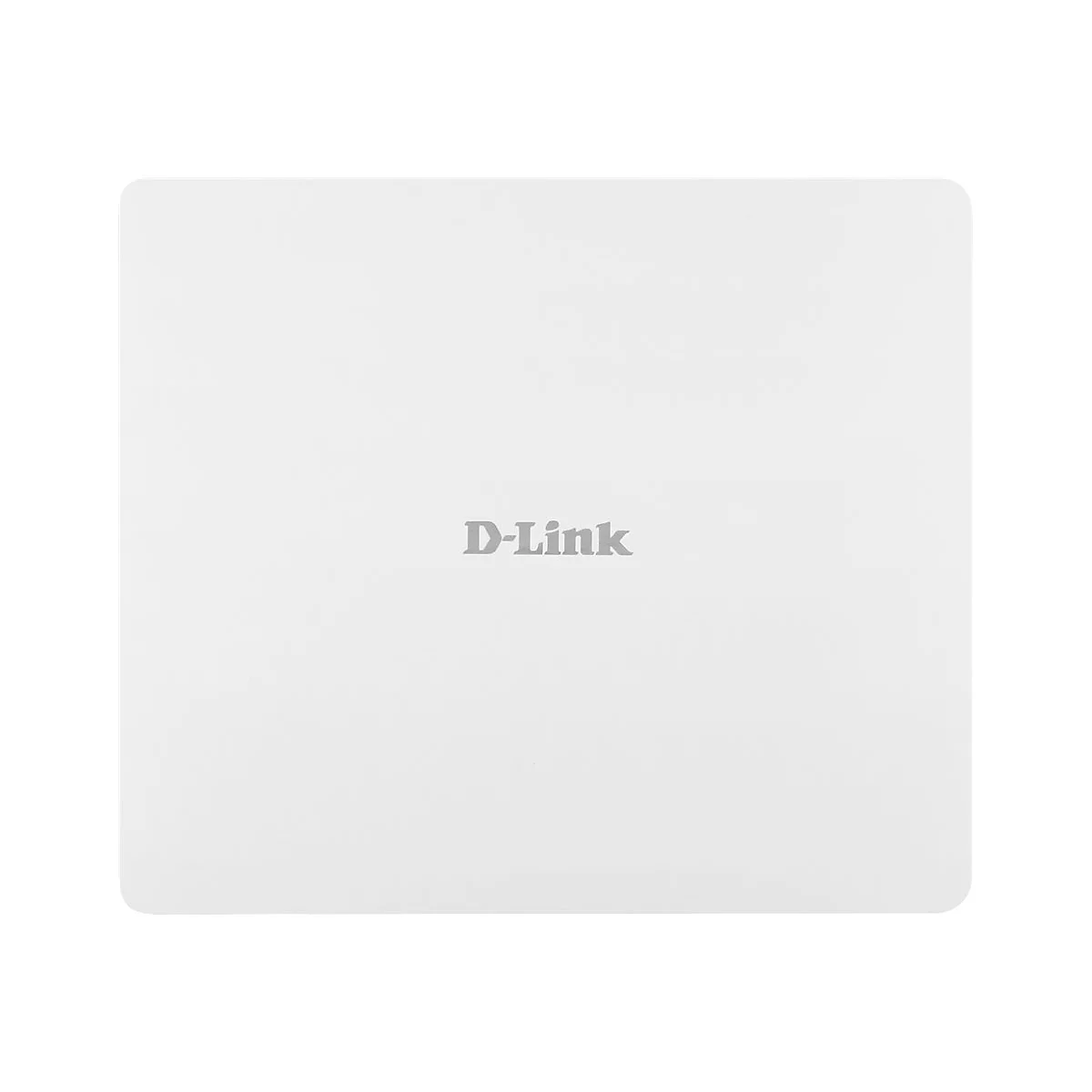 Ein quadratisches, weißes Gerät mit abgerundeten Ecken. Der Schriftzug "D-Link" ist mittig angebracht.
