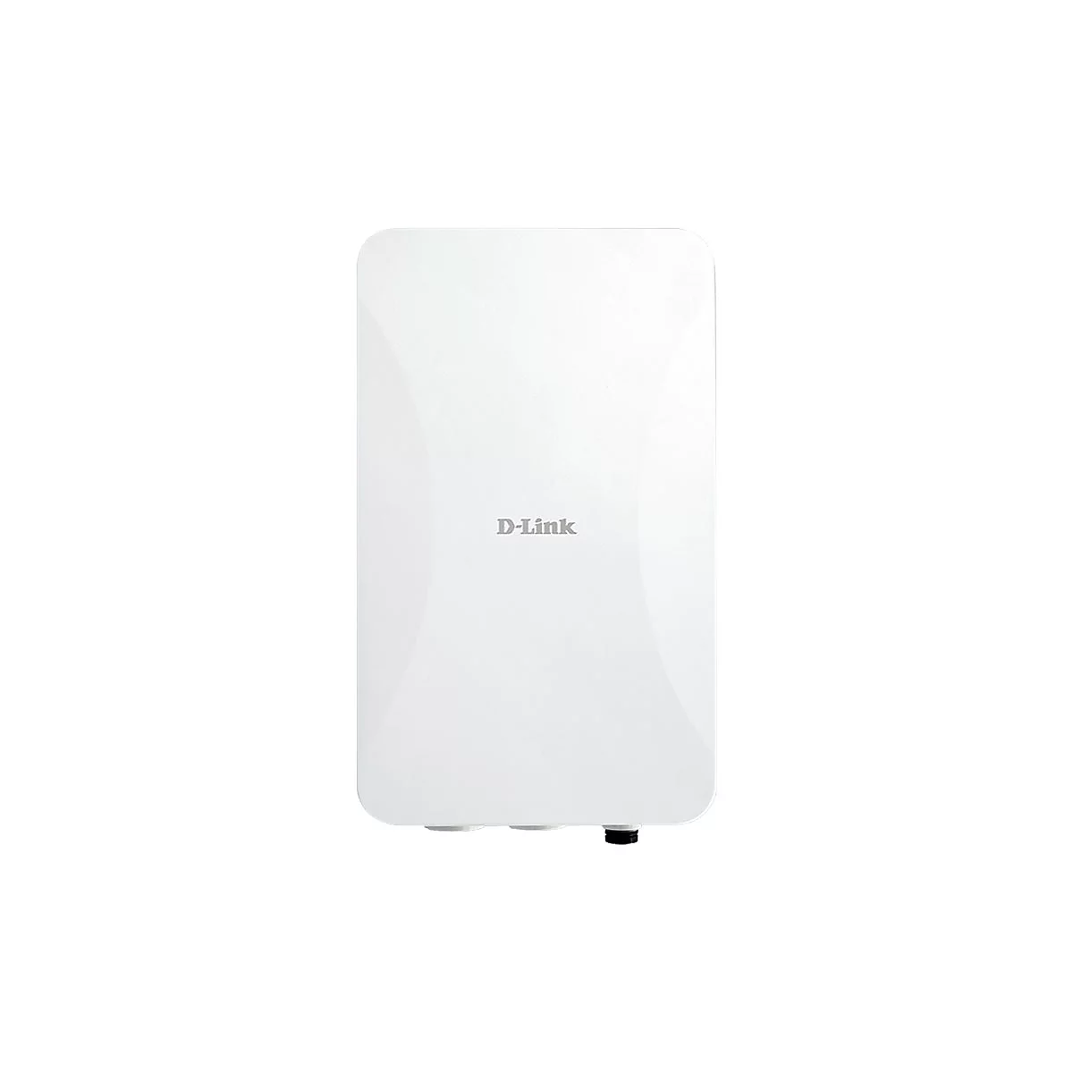 Rechteckiger, weißer D-Link Access Point vor weißem Hintergrund.