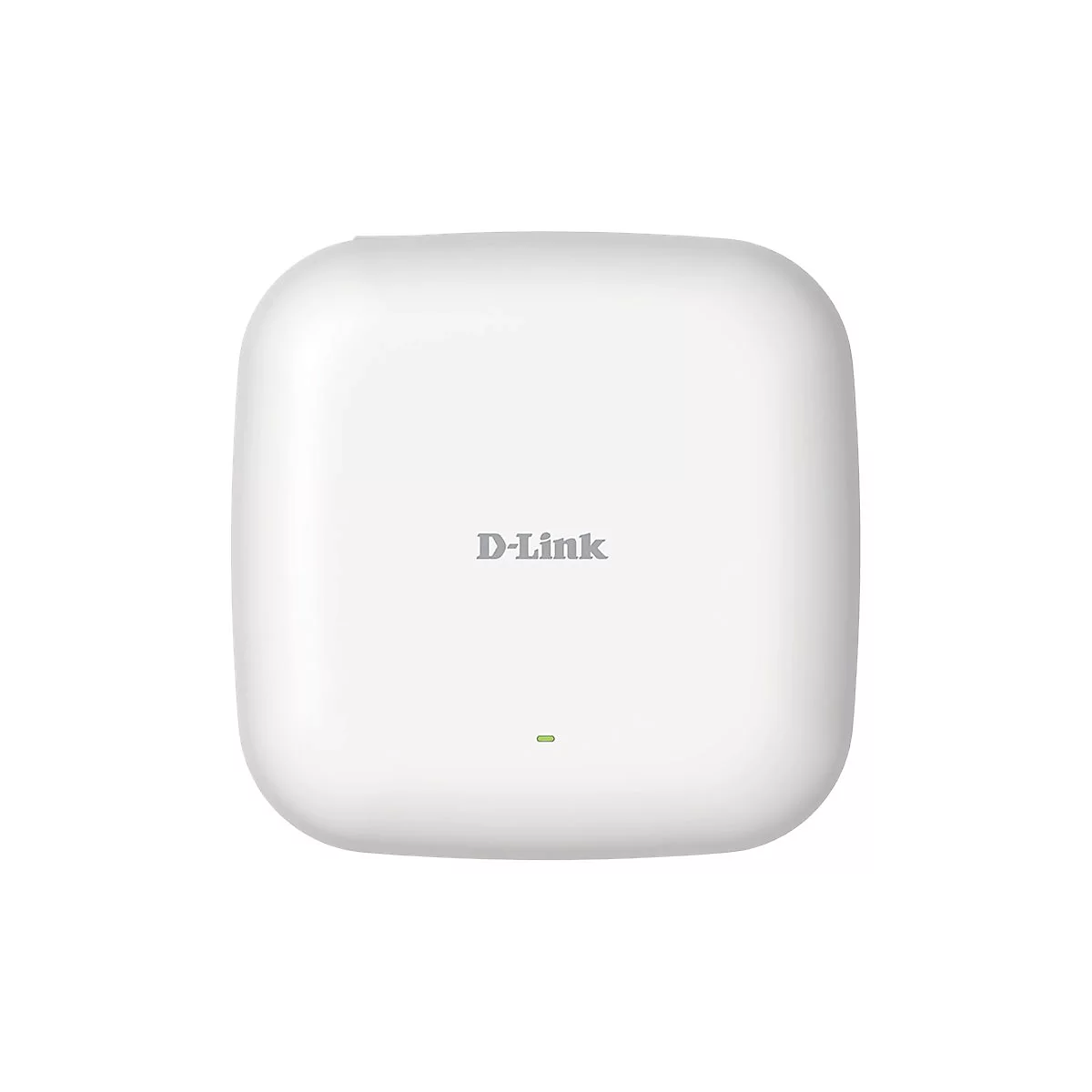 Ein weißes D-Link-Gerät mit einem grünen Licht.