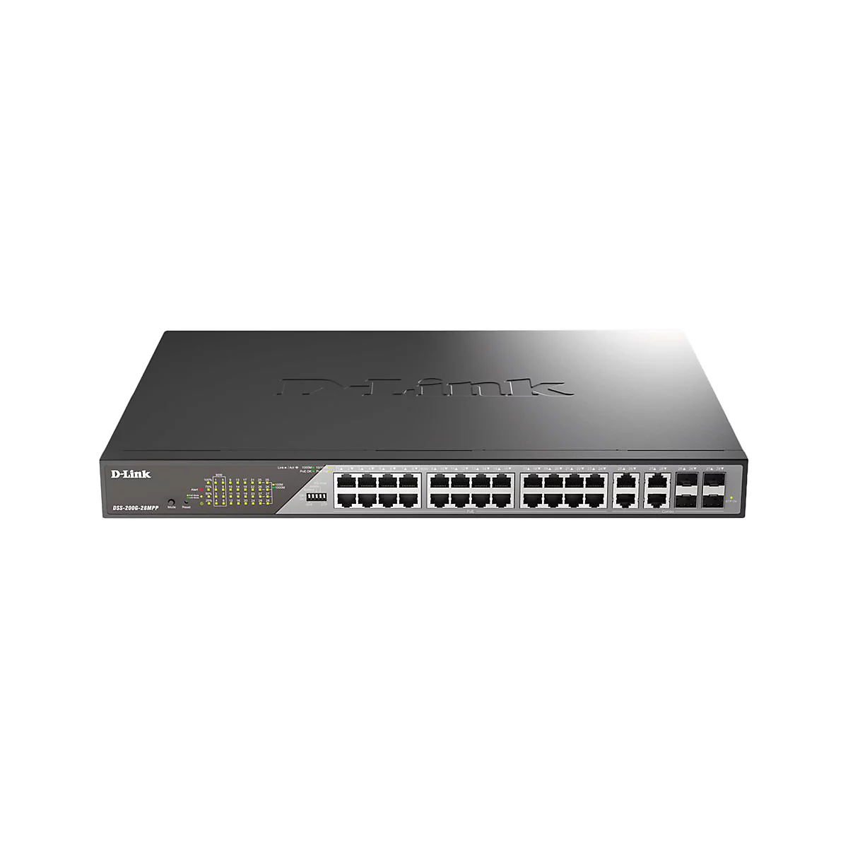 D-Link DSS 200G-28MPP - Switch - managed - 24 x 10/100/1000 (PoE) + 4 x Kombi-SFP - an Rack montierbar - PoE (518 W)