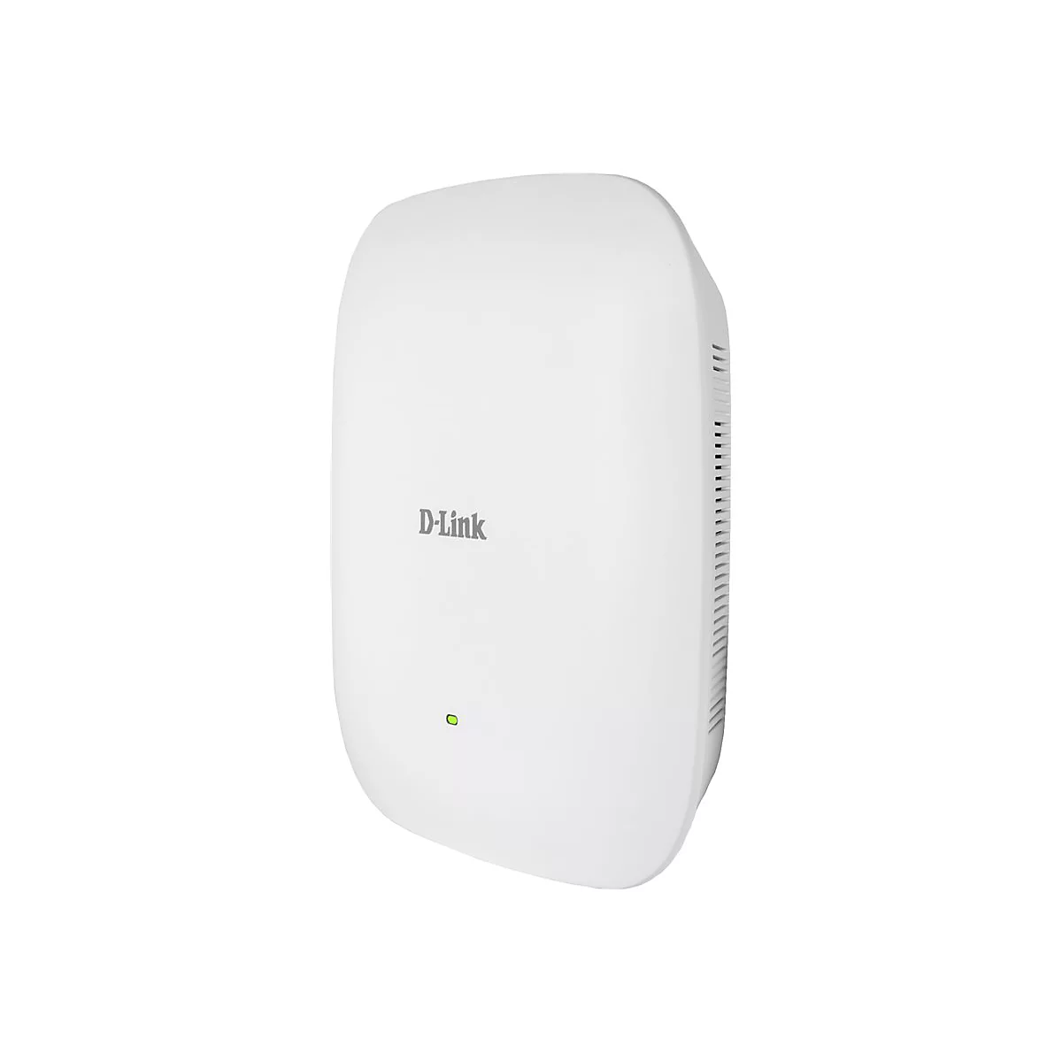 Appareil point d'accès D-Link blanc avec voyant vert. Inscription D-Link.
