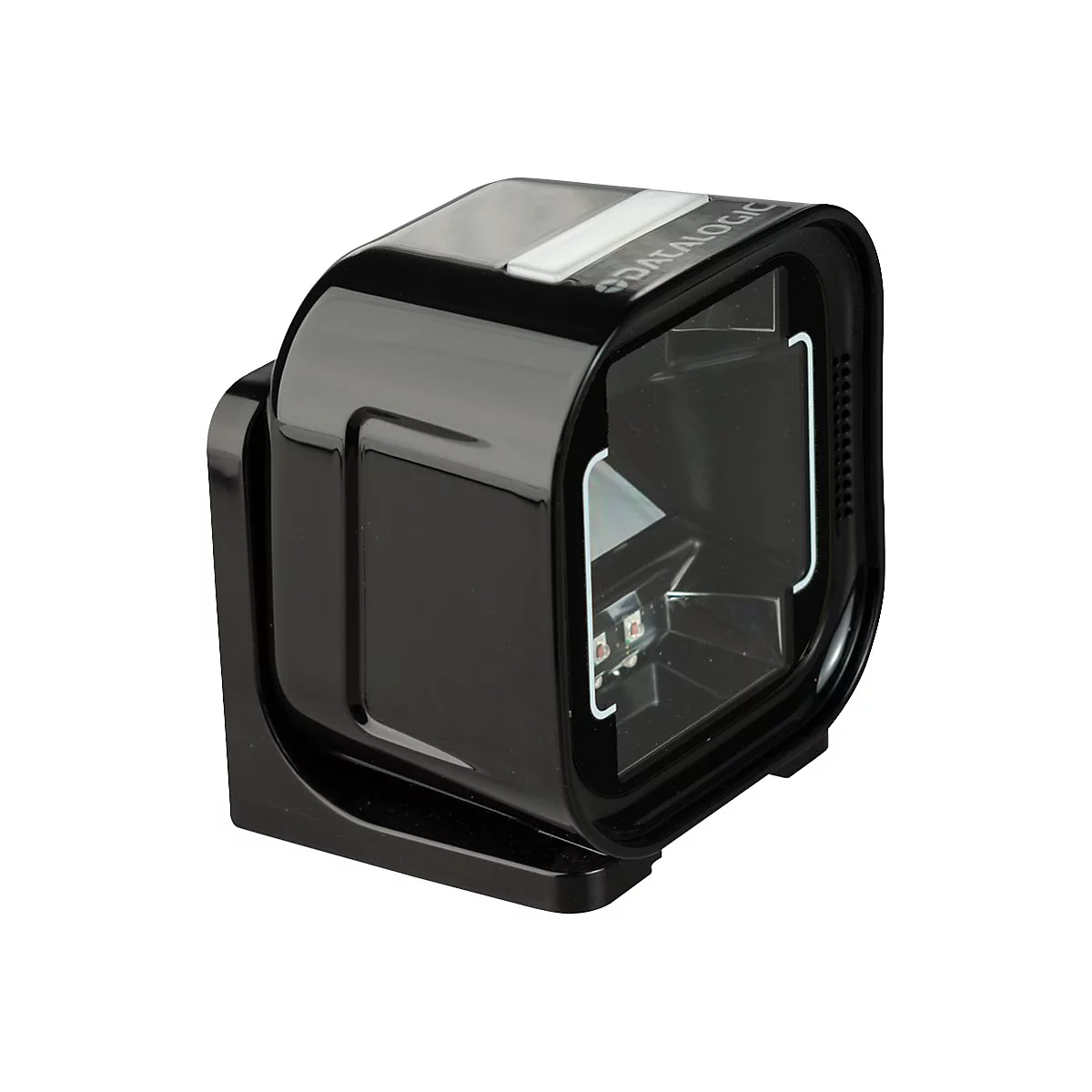 Scanner de code-barres noir avec le logo Datalogic.